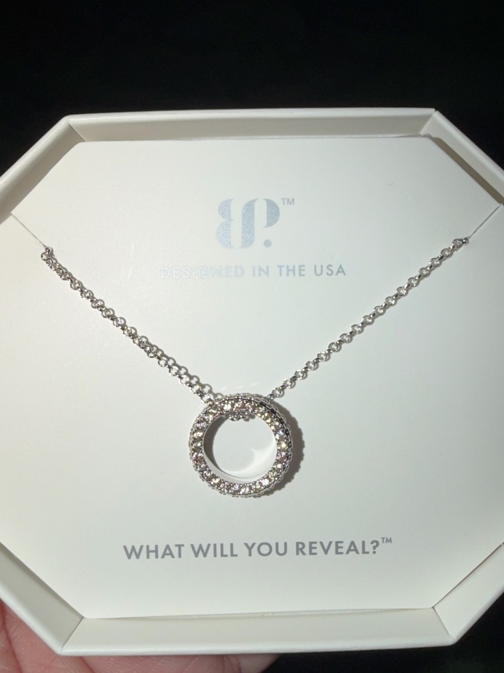 Bomb Party RETRO necklace-Circle of Love Diamond CZ on Rhodium RBP4785